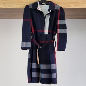 Sophisticated Blue and Red Cape with Classic Silhouette